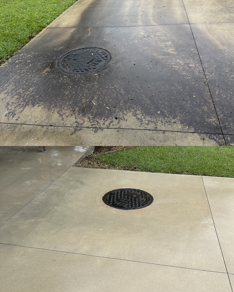 Tannin removal from driveway and concrete cleaning