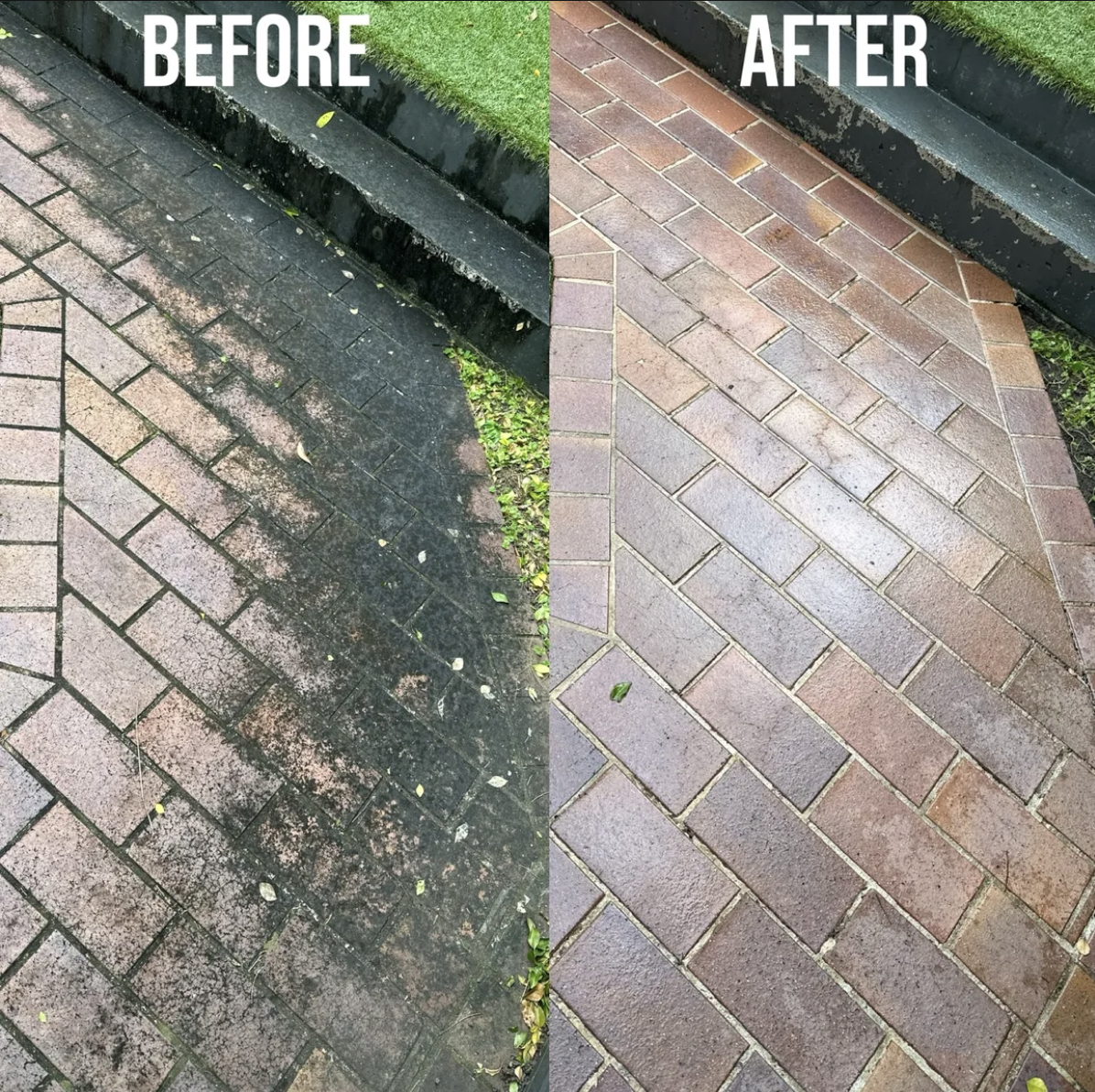 Pathway before and after cleaning