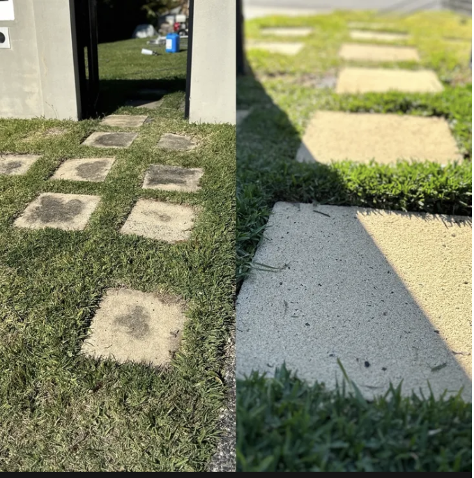 Pavers cleaning before and after
